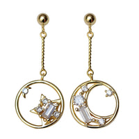 Star & Moon Zircon Earrings - image 1
