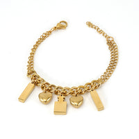 18K Gold Heart Bar Bracelet - image 7