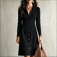 Women's Faux Suede Button Slim Fit Long Dress - image 3