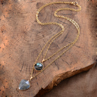 Moonstone Double Chain Pendant Necklace - image 2
