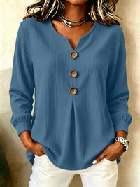 Loose V-Neck Button-Down Casual Top - image 6