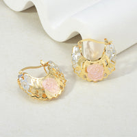 Gold Hollow Rosette Hoop Earrings - image 10