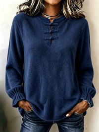 Women's Loose Knit Shirt with Stand Collar - image 7