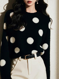 Black Polka Dot Loose Soft Knit Sweater - image 5