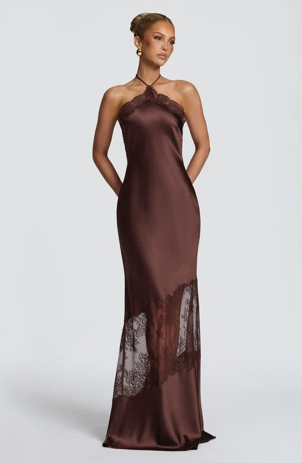 Retro Leopard Print Lace Trim Halter Dress - image 6