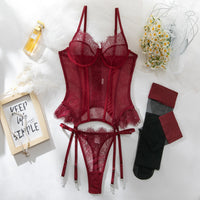 Sheer Lace Strappy Lingerie Set - image 6