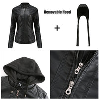 Women's Slim Fit Hooded Faux Leather Jacket - image 3