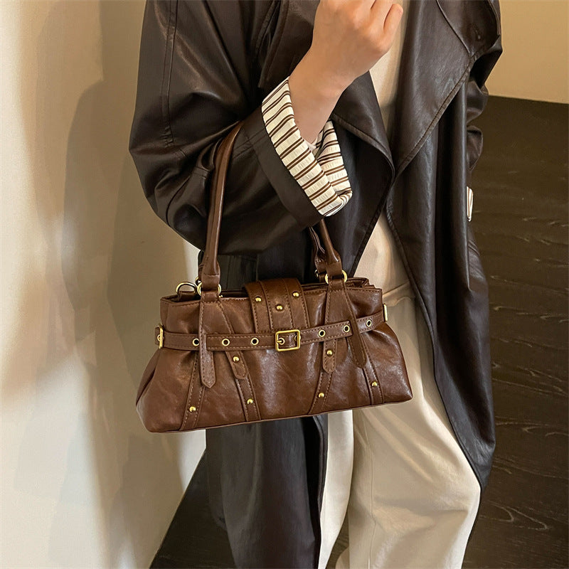 Rivet Belt Buckle Shoulder Bag - image 3