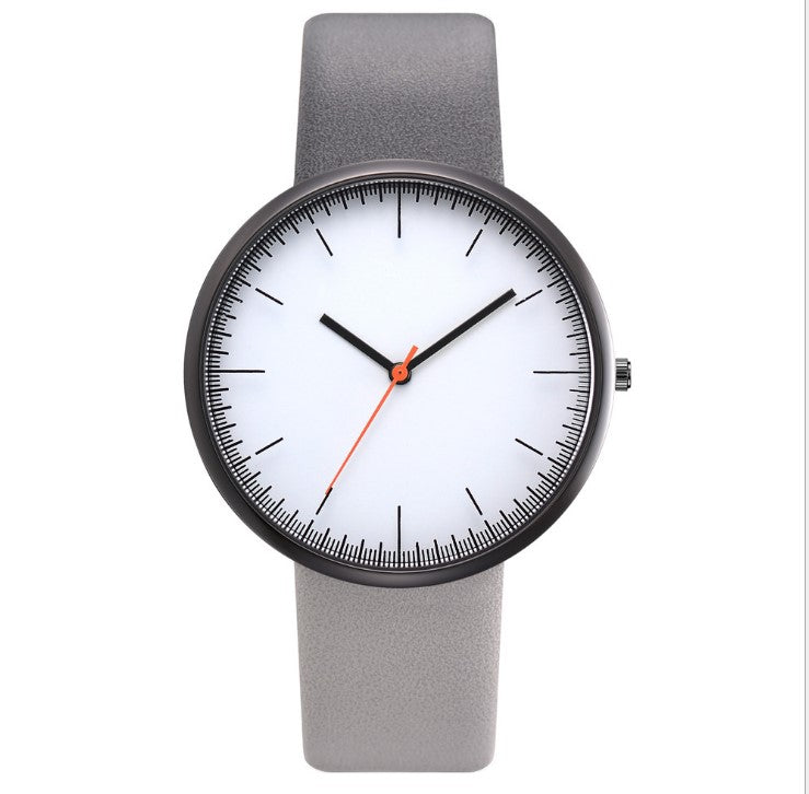 Gray Leather Quartz Watch