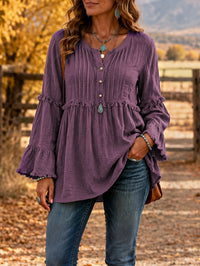 Lace-trimmed Loose-fit Shirt With Tassel Patchwork Top - image 6