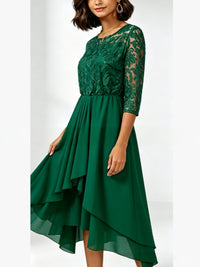 Chiffon Three-Quarter Sleeve Asymmetric Hem Dress - image 4