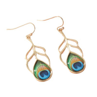 Vintage Peacock Feather Drop Earrings - image 5