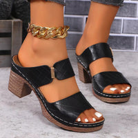 Sandalias acolchadas de tacón grueso sin talón - image 1