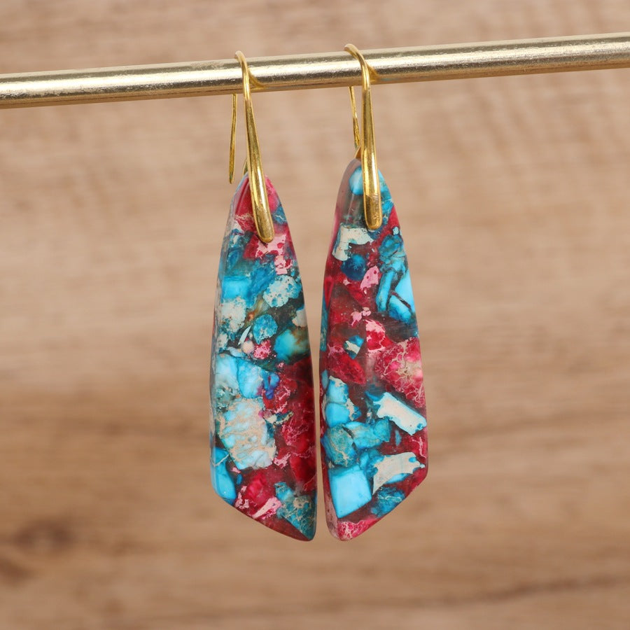 Mosaic Stone Drop Earrings - image 1