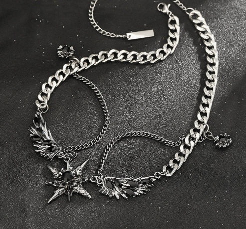 Star Double Layer Titanium Steel Necklace
