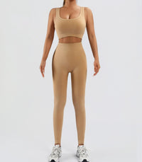 Women's Ribbed Tank 2 Piece Seamless High Waist Workout Set - image 9