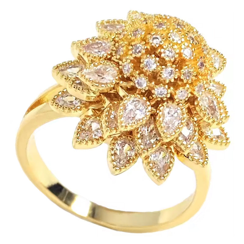 Flower Adjustable Open Gold Ring For Women - image 3