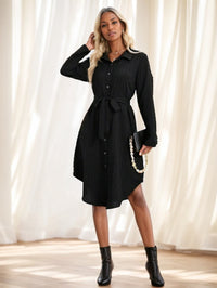 Women's Solid Color Long Sleeve Midi Dress Fall Women Dresses - image 2