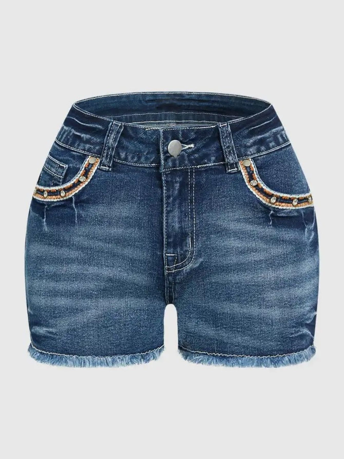 Shorts de mezclilla bordados de tiro alto - image 8