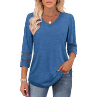Women's V-Neck 3/4 Sleeve Top with Lace Trim - image 8
