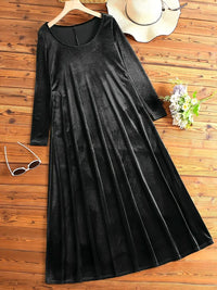 Women's Velvet Long Sleeve Maxi Dress with Pockets - image 4