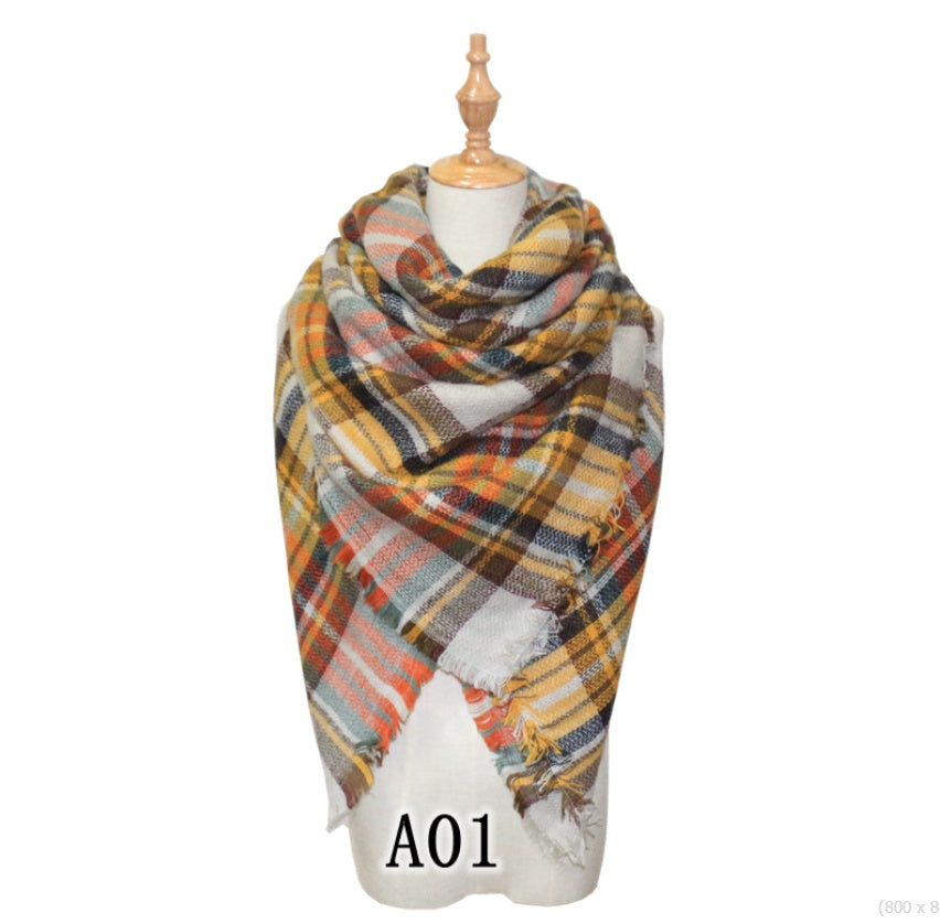 Women's Yellow Blue Scarf - image 4