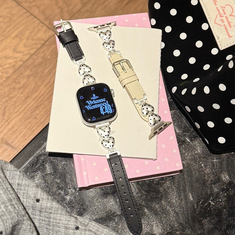 Heart Polka Dot Leather Watch Band - image 2