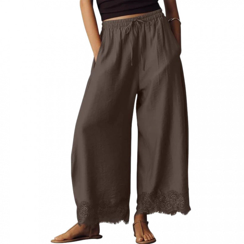 Cropped Bootcut Pants with Lace Panel - image 5