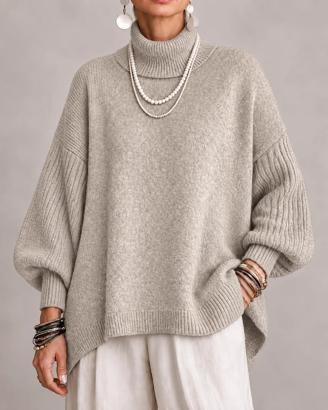 Women's Turtleneck Lantern Sleeve Sweater - image 8