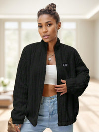 Letter Patch Drop Shoulder Teddy Jacket - image 1