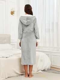 Grey Long Fleece Bathrobe - image 8