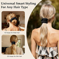 8PCS Black Satin Scrunchies For Women  Soft Silk Hair Ties No Crease Elastic Bands For Thick & Thin Hair - image 3