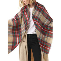 Plaid Tassel Blanket Scarf Shawl Wrap - image 2