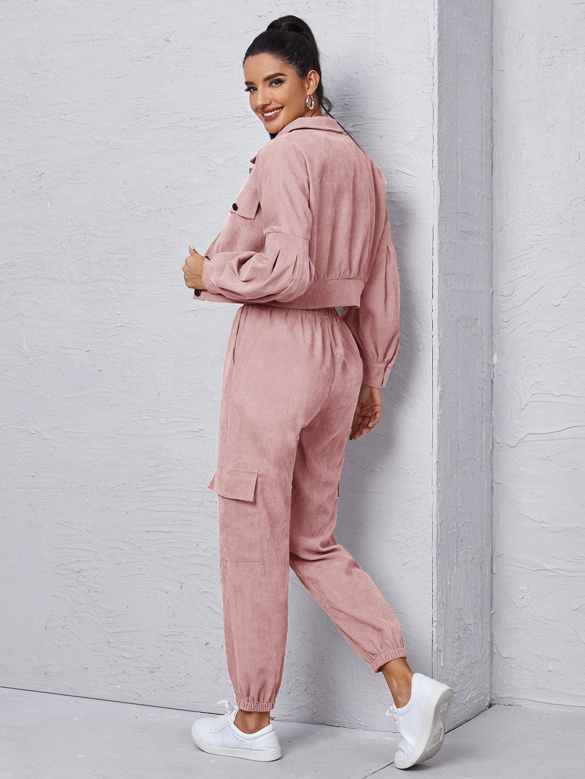 Flap Detail Jacket With Tie Front Cargo Pants - image 5