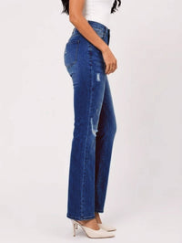 Medium Blue High-Waist Ripped Flare Jeans - image 6