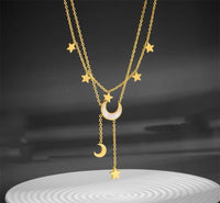 Collar de oro con capas de luna y estrellas - image 1