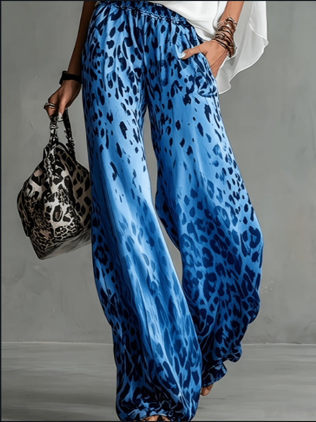 Ink Leopard Shadow Drop Gradient Leopard Pattern Wide Leg Pants - image 4