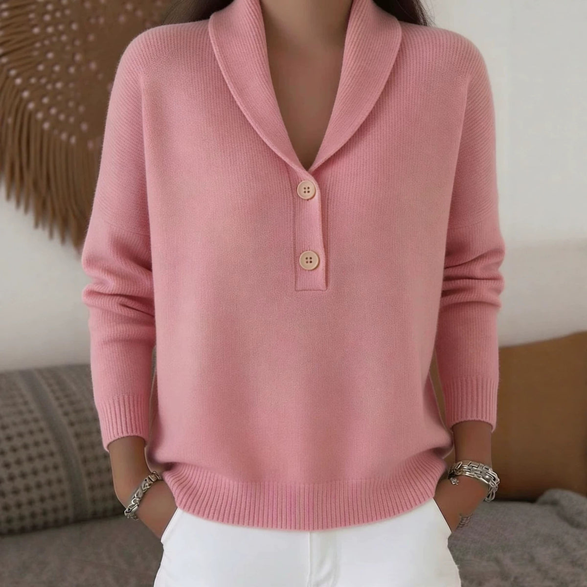 Women's Solid Color Polo Neck Casual Chic Top - image 2