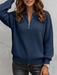 Women's Zip-Up Long Sleeve Loose Top - image 10