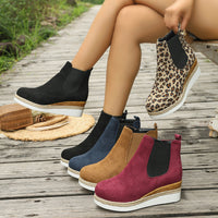 Color Block Pointed Toe Wedge Boots - image 1