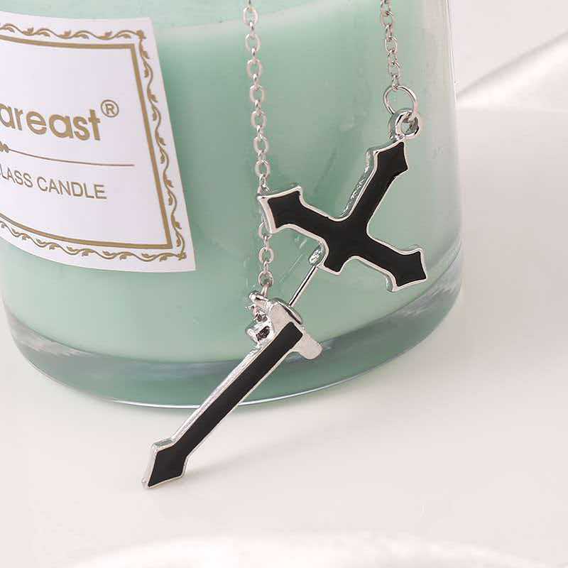 Enamel Cross Chain Earrings - image 2