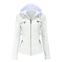 Women's Slim Fit Hooded Faux Leather Jacket - image 9