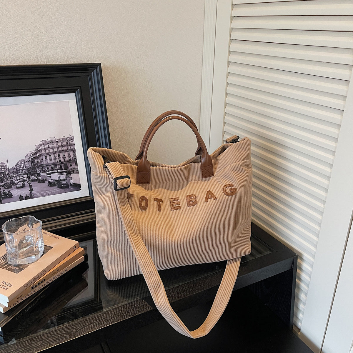 Corduroy Letter Print Tote Bag - image 9