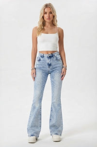 Vintage Cargo Flare Jeans Women Light Wash High Waist Utility Pocket Denim Pants - image 6