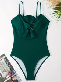 Green Swimsuit with Floral Sarong Set - image 4