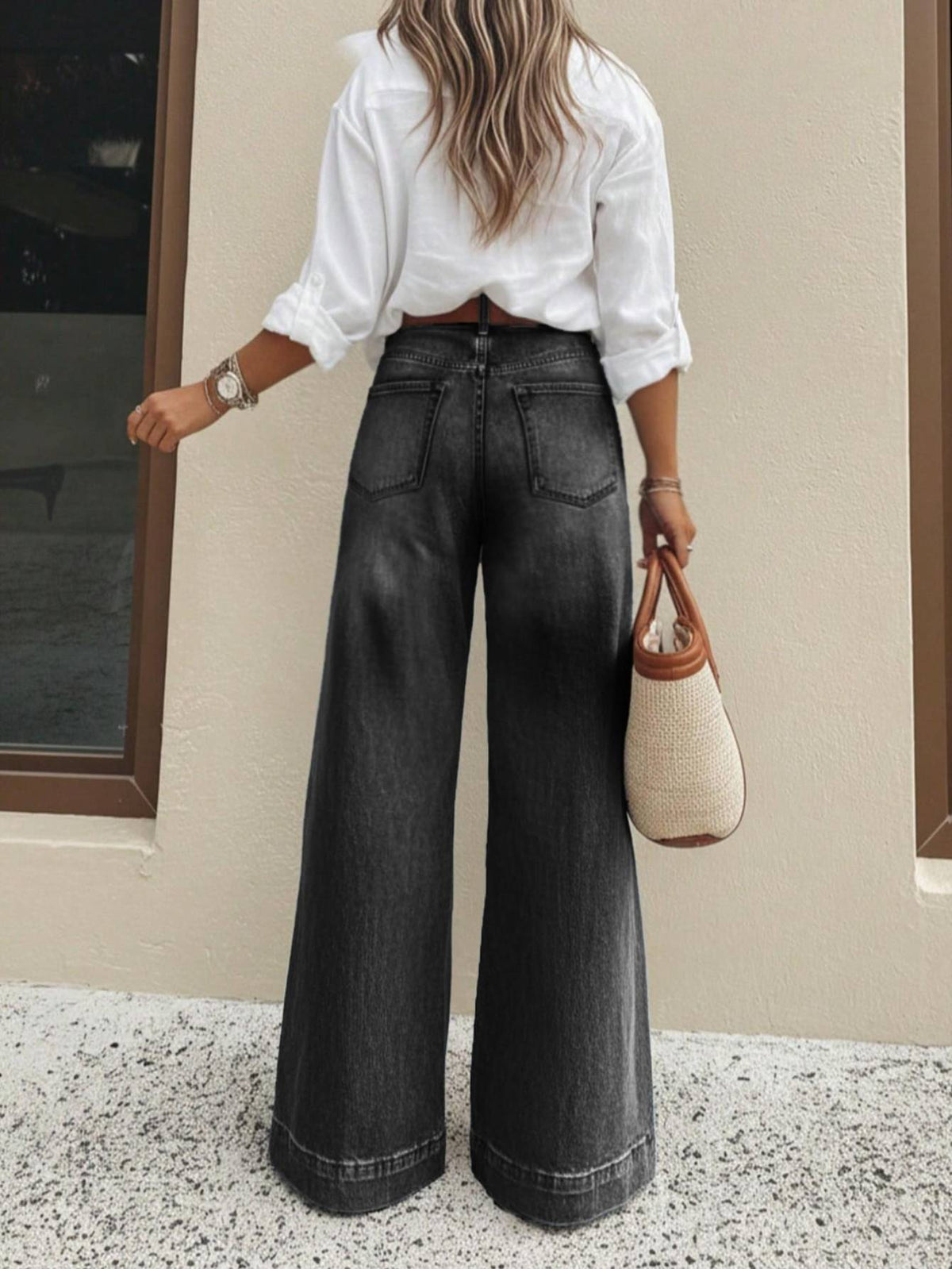 Vintage Washed Black Wide Leg Jeans - image 4