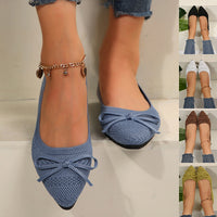 Women's Bow Knit Pointed Toe Flats - image 1