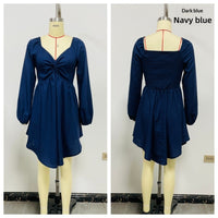 Women's V-Neck Twist Front Long Sleeve Dress - image 9