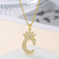 Crown Initial Pendant Necklace - image 8