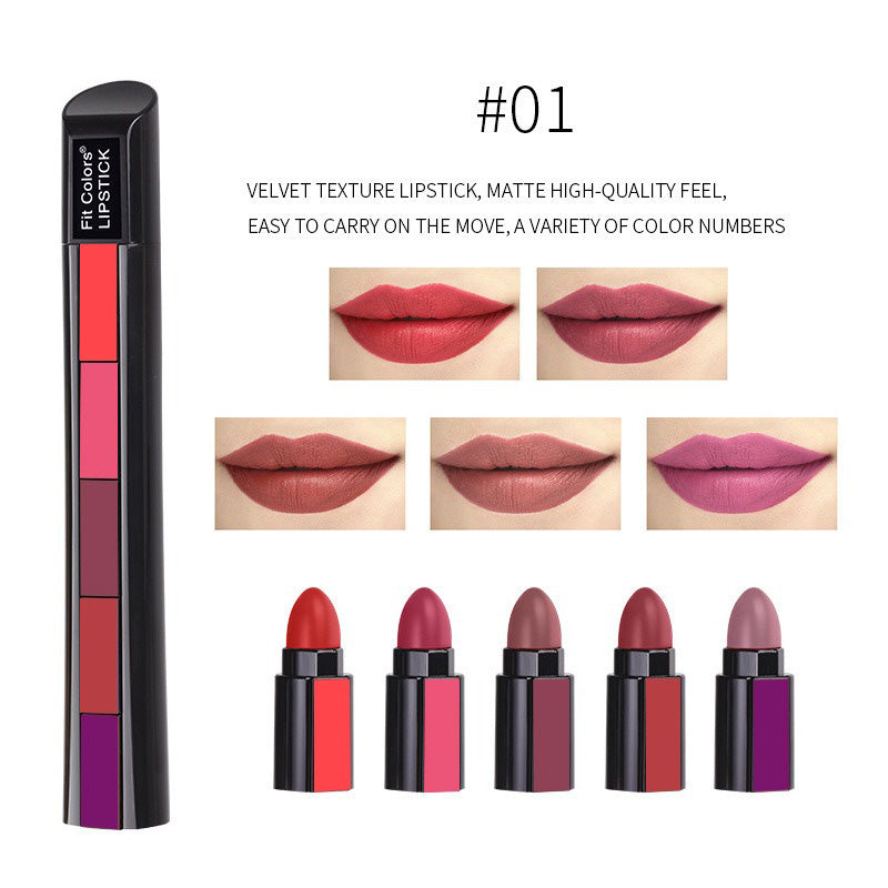 Set de labiales mate aterciopelados de 10 colores, 5 en 1